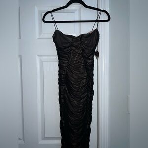 Black Ruched sheer dress